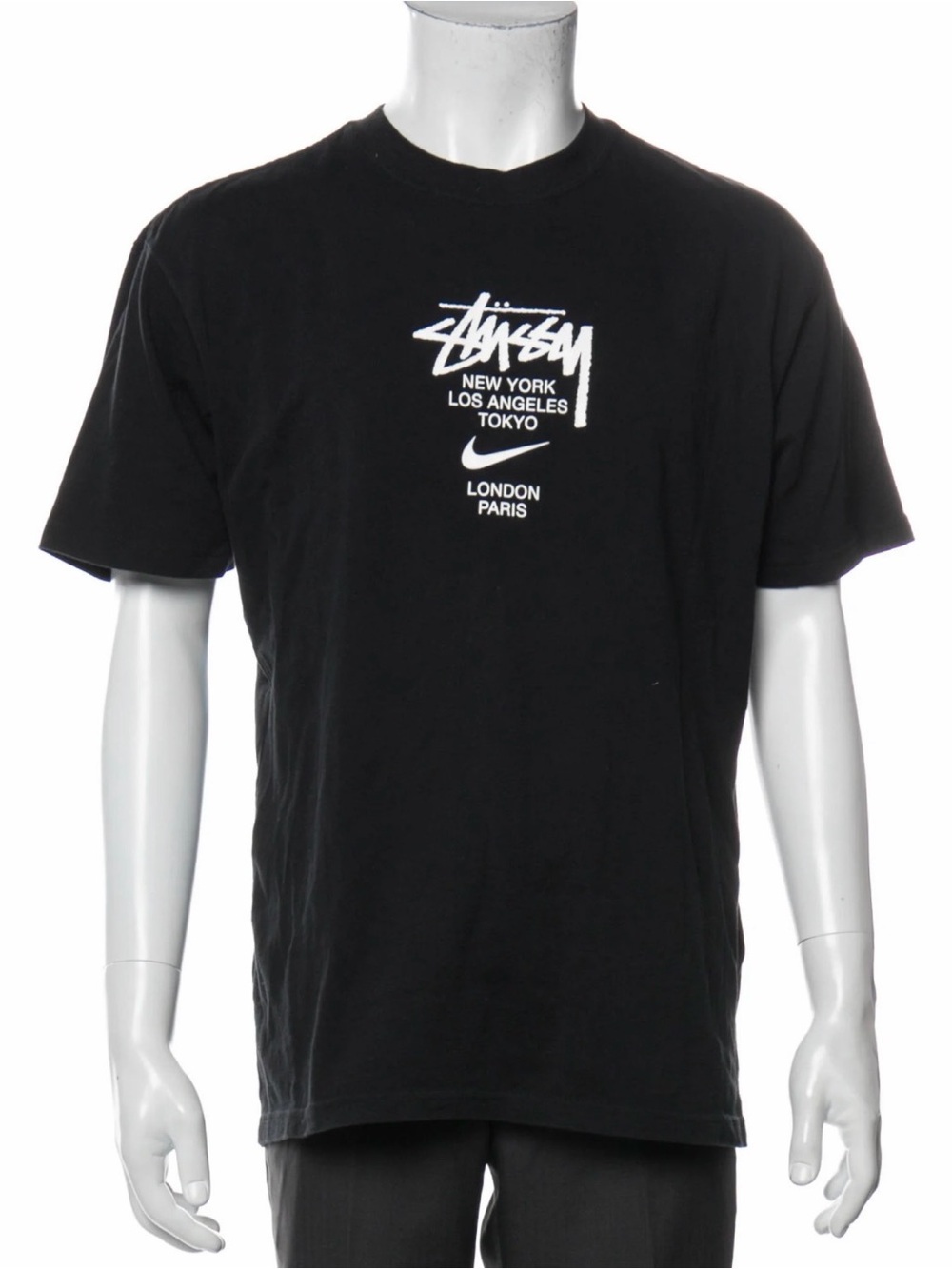 Nike x Stüssy International T Shirt Black Mens Large L World Tour Graphic Tee